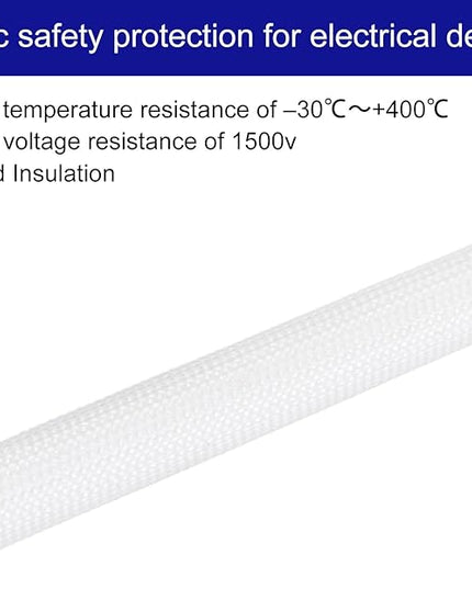 MECCANIXITY 5Pcs Wire Insulation Braid Fire Sleeve,3.28Ft-6mm ID White, High Temp Silicone Coated Fiberglass Sleeving for Automotive Hose Lines Electrical Wiring