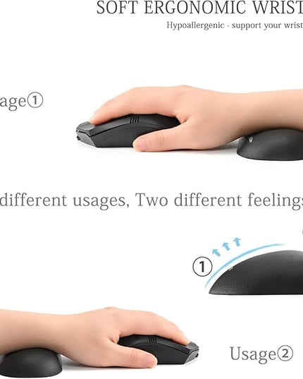 UnivoColors Design-Wave Wrist Rest, Artificial Sheepskin+Memory Foam+Ergonomic+Anti-Slip Gel, Resilience Support During Work and Gaming,Mouse Accessory,Black