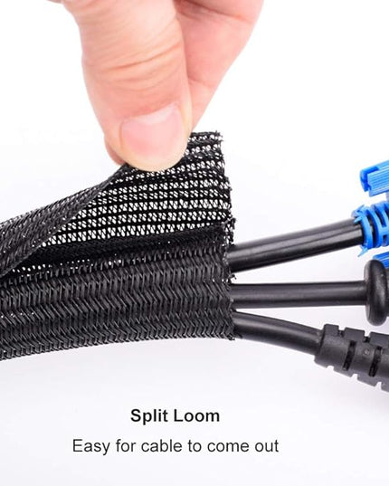 ZhiYo 6.6ft - 1 inch Cable Sleeve, Cord Wrap Wire Protector Tubing for Pets, PC Cable Wrap, Computer Cable Management Sleeve - Black