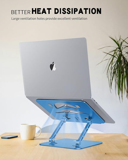 Laptop Stand, Ergonomic Adjustable Computer Stand for Collaborative Work, Foldable and Portable Heat Sink Computer Stands, Fits up to 15.6-inch Laptops (Dark Blue)