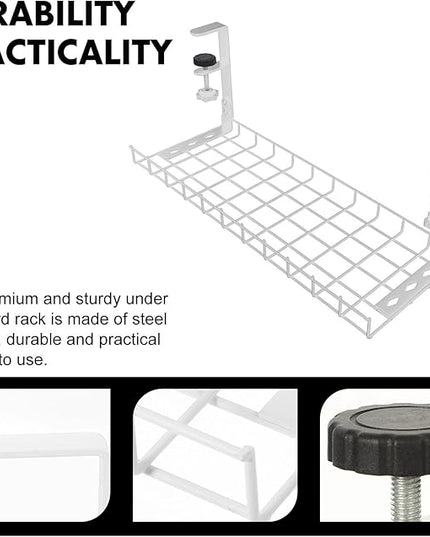 Under Desk Cable Management Tray and Wire Organizer, No-Drill 500Mm Large Capacity Cable Storage Rack for Office Desk Cord Management Holder