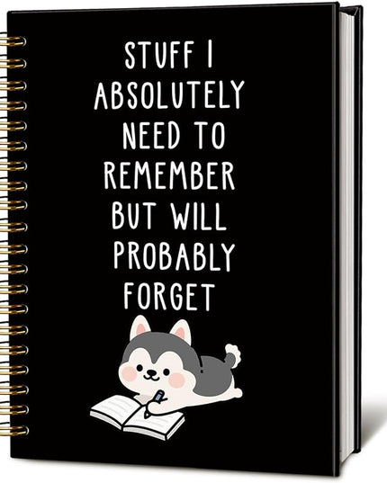 LIANGW Funny Husky Notebook Journal Gifts for Women & Men, Gifts for Husky Lovers Notebooks, Funny Gifts for Coworkers, Black Hardcover Spiral Notebook 5.5x8.3 Inch