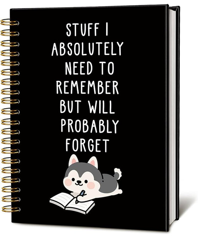 LIANGW Funny Husky Notebook Journal Gifts for Women & Men, Gifts for Husky Lovers Notebooks, Funny Gifts for Coworkers, Black Hardcover Spiral Notebook 5.5x8.3 Inch
