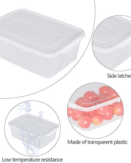12 Packs Plastic Latch Containers with Lid, Clear Plastic Storage Box, 16 L