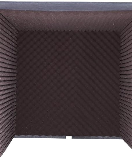 Desktop Soundproof Cover 31" H X 31" W X 31" L Recording Booth Portable Vocal Recording Booth with Double Sound Insulation Vocal Sound Absorbing Shield for Recording Studios, Offices（Purple+Gray）