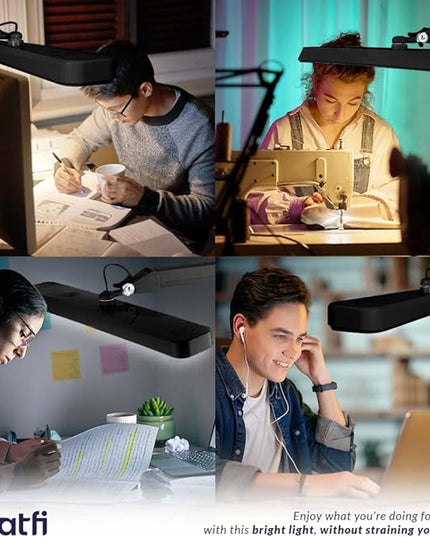 Neatfi (New Model) XL 2,500 Lumens LED Task Lamp with Clamp, 5 Light Modes, 3000-6000K Correlated Color Temperature, 30W, Dimmable, 324 Pcs SMD LED, Desk Light for Home, Office (CCT, Black)