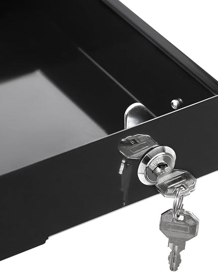 14.17" Under Desk Storage Drawer, Locking Design Black Sliding Pull-Out Drawer for Sit Stand Workstation