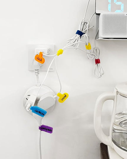 32 PCS Multi-Color Write On Cord Labels, Wire Tags for Electronics, Computers Cable Management and Identification, Assorted Colors, 1.77" x 0.78"