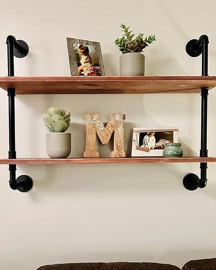 Pipe Shelves Industrial Pipe Shelving Shelves Real Wood Industrial Floating Pipe Shelves with Wood Planks 36 inch Wall Shelves Rustic Hanging Bookshelf Farmhouse Kitchen Bar Shelving