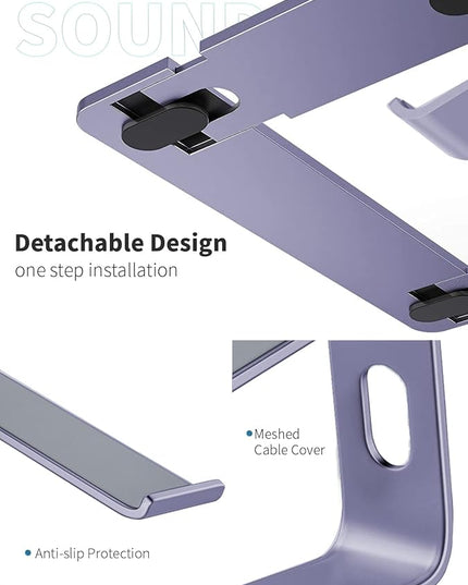 SOUNDANCE Laptop Stand, Aluminum Computer Riser, Ergonomic Laptops Elevator for Desk, Metal Holder Compatible with 10 to 15.6 Inches Notebook Computer, Purple
