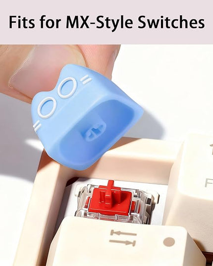 Artisan Keycaps, Cute Cat Custom Key Caps for MX Mechanical Keyboard, Resin Handmade 1U Replacement for Esc Arrow Keys (Blue cat)