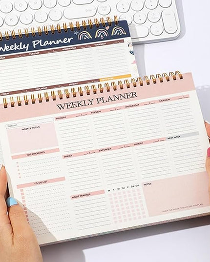 Weekly Planner, 52 Pages Undated Daily List Schedule Notebook Time Management Memo Pad for Office, Home Planning & School Scheduling (Pattern-A)