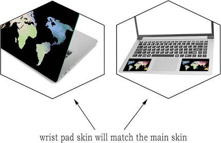 Laptop Skin Sticker Decal,12" 13" 13.3" 14" 15" 15.4" 15.6 inch Laptop Skin Sticker Cover Art Protector Notebook (2 Wrist Pad Skins Included), Decorative Removable, Colorful Map