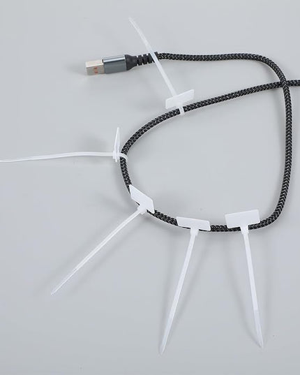 200PCS Nylon Cord Labels Reusable Self-Locking Cable Ties Label Tags Handwriting Cord Wraps Markers for Electronics Cords, Cable Straps Organizer for Earphone, Phone Charger(White)