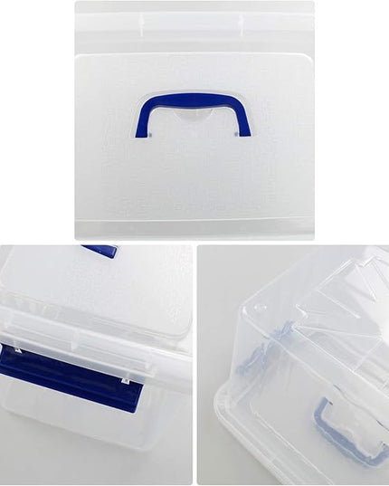 10 L Clear Plastic Storage Box, Latch Storage Box with Handle, 6-Pack