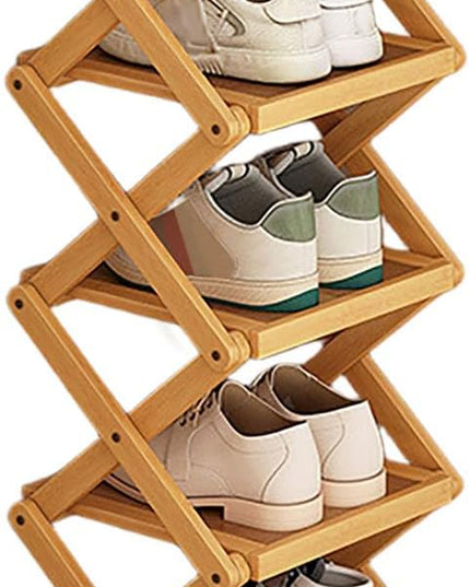 YYW Shoe Rack, Foldable Shoes Organizer Free Standing Shelf for Entryway, Closet, Hallway, Foldable X Shape Multi Tier Shoe Rack (Wood Color,6 Layers)