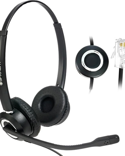 Spracht Zum RJ9 Dual Ear Wired Headset for Desktop Phones | Universal Telephone Headsets for Office Telephones | Works with Polycom Digium Nortel Yealink Grandstream Cisco