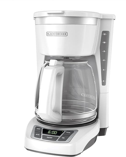 BLACK+DECKER CM1160W-1 CM1160W 12-Cup Programmable Coffeemaker, White/Stainless Steel