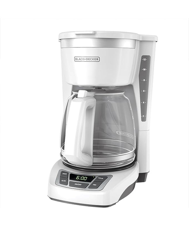 BLACK+DECKER CM1160W-1 CM1160W 12-Cup Programmable Coffeemaker, White/Stainless Steel