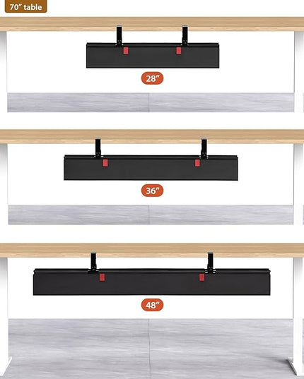 Univivi No Drill Under Desk Cable Management Tray, 28" Cord Organizer for Table, Clamp/Screw Mount Desk Cable Management, Premium Fabric Cable Management Tray for Office, Home
