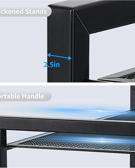 Desktop Shelf Organizer, 3-Tier Office Storage Rack, Adjustable Metal Bookshelf for Top of Desk, Desk Organizer for Office, Home, Dorm and Small Spaces (Black)
