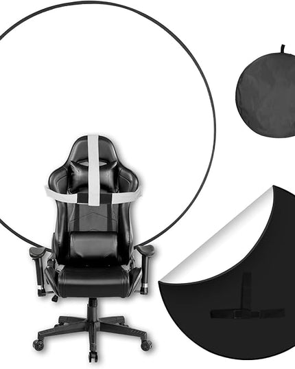 Portable Black White Screen Chair, 57 in Greenscreen Backdrop with Stand Double Sided Foldable Green Background, Chroma Key, for Photography Streaming Gaming Photo Zoom Video Chats and Meeting