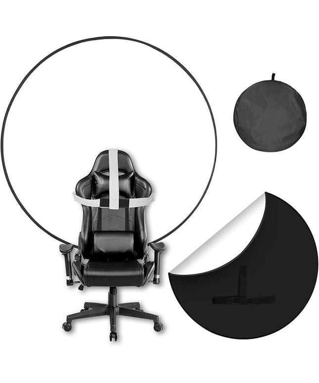 Portable Black White Screen Chair, 57 in Greenscreen Backdrop with Stand Double Sided Foldable Green Background, Chroma Key, for Photography Streaming Gaming Photo Zoom Video Chats and Meeting