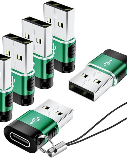 USB A to USB C Adapter 6 Pack,USBA Type C Adapter,C Female to A Male Data Charging Converter Adaptor for iPhone 16 15 14,MacBook,Laptop,PC,Tablet(Grey)