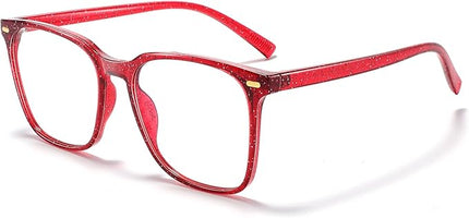 MACJERO Oversized Square Blue Light Blocking Glasses for Women Men, Anti-Fatigue Computer Monitor Gaming Glasses Reduce Eye Strain(Pearl red)