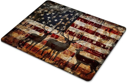 Square Mouse Pad Graceful Deer and National Flag -1,Gaming Mouse Pads for Desk,Soft Computer Waterproof Non-Slip Mouse Mat