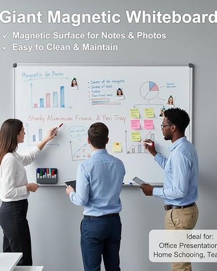 Magnetic Whiteboard -2 Pack 72" x 40" Large Magnetic Dry Erase Board with Removable Marker Tray| Commercial Wall-Mounted Aluminum Message Presentation White Board for Home Office Classroom