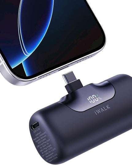 iWALK Portable Charger 5500mAh Next-Gen Small Power Bank 22.5W Fast Charging Battery USB-C Portable Phone Charger for iPhone 17/16/15 17 Plus 17 Pro Max iPad, Samsung Galaxy S25 S24 S23 Android, Black