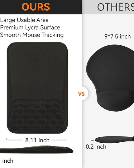 Ospelelf Mouse Pad with Wrist Rest Black Ergonomic Comfortable Pain Relief Mousepad Wrist Support for Laptop Computer