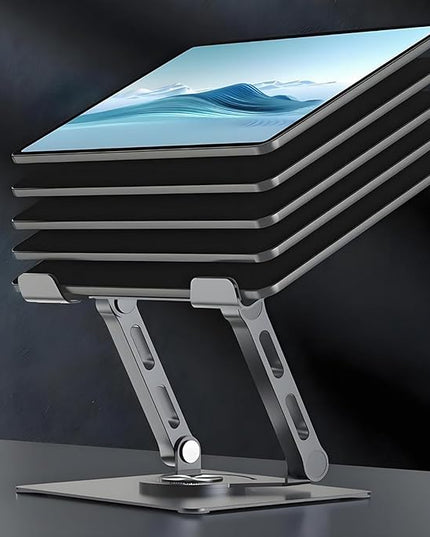 360° Rotating Tablet Stand - Adjustable iPad Tablet Holder for Desk, Foldable iPad Swivel Stand for Home & Office (Slate Gray)
