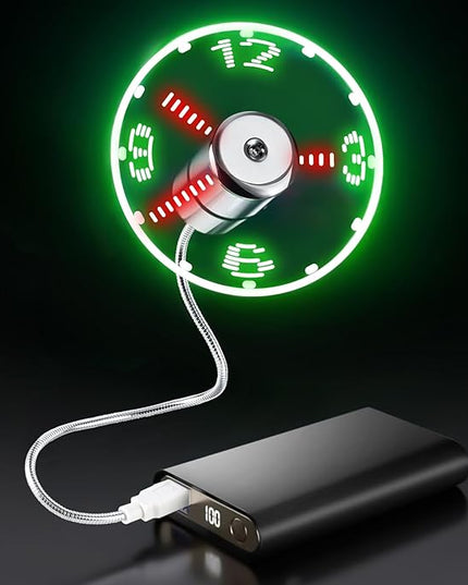 ONXE LED USB Clock Fan with Real Time Display Function,Stocking Stuffers for Men Christmas Gadgets,Father's Day Gifts,1 Year Warranty