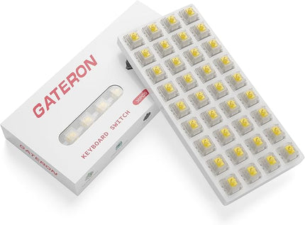 Gateron Milky Yellow Pro Keyboard Switches, Linear 5 Pin 50gf RGB LED Factory Pre Lubed Key Switches for MX Mechanical Keyboard(72Pcs)