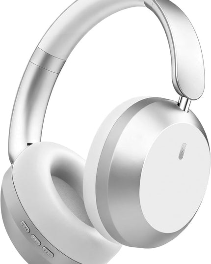 Wentronic Y05 Bluetooth Headphones Wireless Over Ear Noise Cancelling with Microphone 48 Hours Playtime, High Sound Quality Foldable Soft Earpads Headphones for Travel-Silver