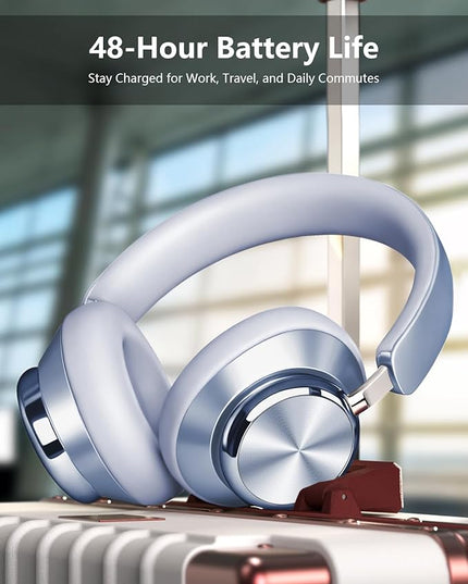 Wentronic Y03 Bluetooth Headphones Wireless Active Noise Cancelling Over Ear Headphones 48 Hours Playtime High Sound Quality 6 EQ Music Mode Headphones with Soft Ear Cushion - Blue