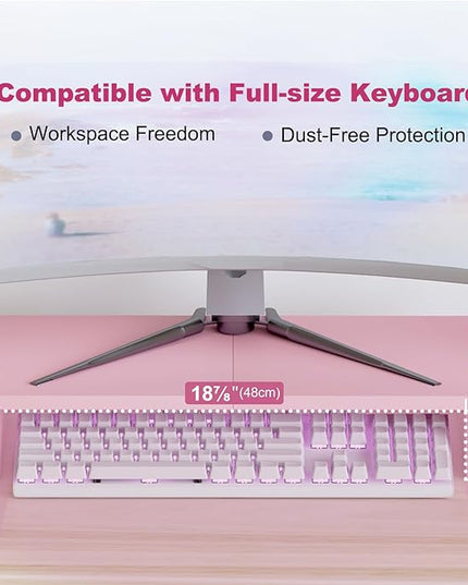 TEAMIX 2 Pack Pink Monitor Riser-20L inch, Cute Monitor Stand for Desk, Wood Sturdy TV/Screen/PC/Printer/Laptop Riser, Computer Shelf with Storage Desktop Organizer for Home Office