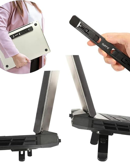 Zupro Laptop Feet,2024 New Model Laptop Stand,Self-Adhesive Foldable Adjustable Heights,Invisible Aluminum Lightweight Notebook Keyboard Riser,Compatible with 10 to17 inch Notebook Computer.(Black)