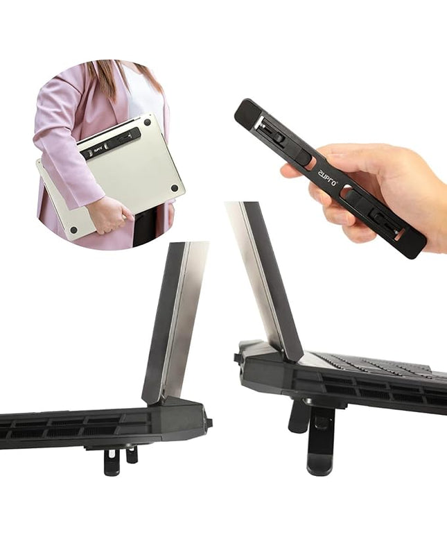 Zupro Laptop Feet,2024 New Model Laptop Stand,Self-Adhesive Foldable Adjustable Heights,Invisible Aluminum Lightweight Notebook Keyboard Riser,Compatible with 10 to17 inch Notebook Computer.(Black)