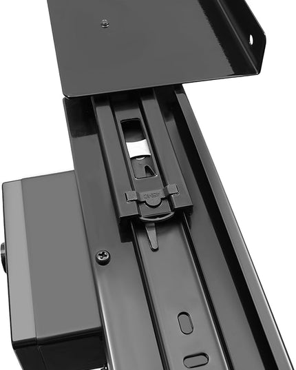 LEYSRIS 17.5" Under Desk Storage Drawer with Built-In Power Strip, Black Sliding Pull-Out Drawer for Sit Stand Workstation