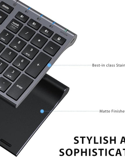 iClever BK10 Bluetooth Keyboard, Wireless Rechargeable Ultra-Slim Keyboard with Long Battery Life, Compatible with iOS, Android, Windows, Mac for iPad, Tablet, Laptop, PC, Phone (Gray Black)