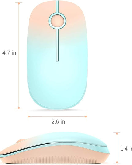 VssoPlor Wireless Mouse, 2.4G Slim Portable Computer Mice with Nano Receiver for Notebook, PC, Laptop, Computer (Orange to Green)