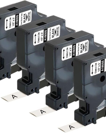 Rhino Industrial Heat-Shrink Labels 1/2" Tube Black Print on White Replacement for Dymo Rhino 18055 Label Tape Compatible with Dymo 5200 4200 1000 5000 6000 Label Maker