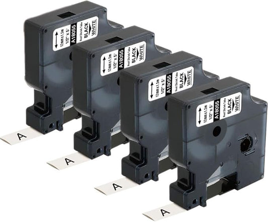 Rhino Industrial Heat-Shrink Labels 1/2" Tube Black Print on White Replacement for Dymo Rhino 18055 Label Tape Compatible with Dymo 5200 4200 1000 5000 6000 Label Maker
