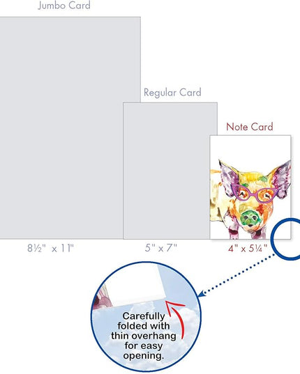 The Best Card Company - 10 Watercolor Blank Cards with Envelopes (4 x 5.12 Inch) Cute Animals, All Occasion Note Cards - Rainbow Splash Animals AM6137OCB-B1x10-NB