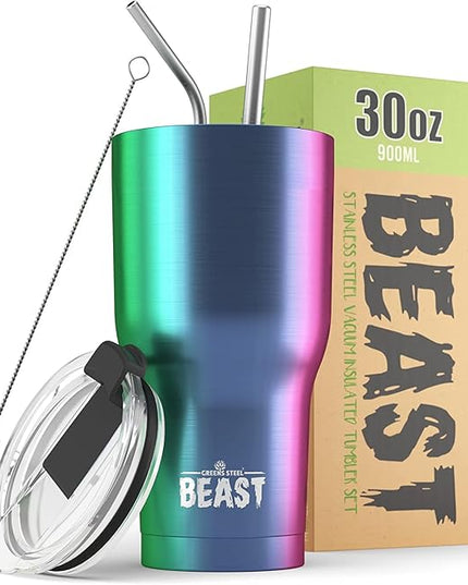 Beast 30 oz Tumbler Stainless Steel Vacuum Insulated Coffee Ice Cup Double Wall Travel Flask (Rainbow)