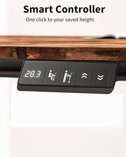 Standing Desk 55 x 24 inch, Electric Height Adjustable with Splice Board, Stand Up Desk, Sit Stand Desk Computer Desk for Home Office, Black Frame/Rustic Brown Top