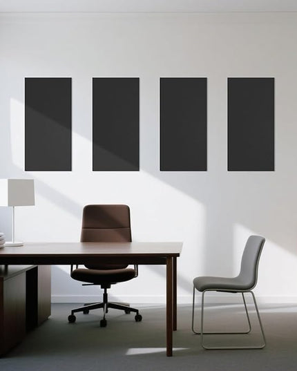 Art3dwallpanels 4 PCS Acoustic Panels, 24''x12'' Fabric Soundproof Wall Panels, Easy-Hook Mounting Sound Absorbing Panels for Studios, Office, Home Theater, Black
